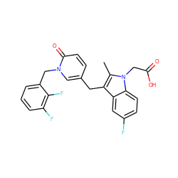 Cc1c(Cc2ccc(=O)n(Cc3cccc(F)c3F)c2)c2cc(F)ccc2n1CC(=O)O ZINC000117015920