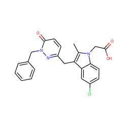 Cc1c(Cc2ccc(=O)n(Cc3ccccc3)n2)c2cc(Cl)ccc2n1CC(=O)O ZINC000095558387