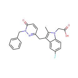 Cc1c(Cc2ccc(=O)n(Cc3ccccc3)n2)c2cc(F)ccc2n1CC(=O)O ZINC000095559599