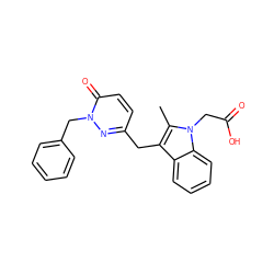 Cc1c(Cc2ccc(=O)n(Cc3ccccc3)n2)c2ccccc2n1CC(=O)O ZINC000095562884