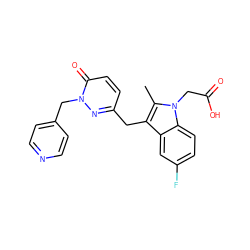 Cc1c(Cc2ccc(=O)n(Cc3ccncc3)n2)c2cc(F)ccc2n1CC(=O)O ZINC000095563070