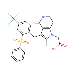 Cc1c(Cc2ccc(C(F)(F)F)cc2S(=O)(=O)c2ccccc2)c2c(n1CC(=O)O)CCNC2=O ZINC000205455157