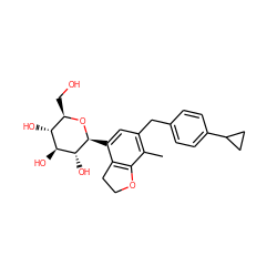 Cc1c(Cc2ccc(C3CC3)cc2)cc([C@@H]2O[C@H](CO)[C@@H](O)[C@H](O)[C@H]2O)c2c1OCC2 ZINC000206060284