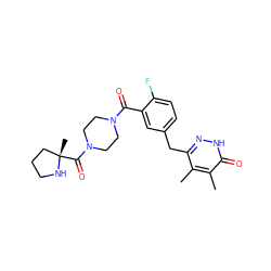 Cc1c(Cc2ccc(F)c(C(=O)N3CCN(C(=O)[C@@]4(C)CCCN4)CC3)c2)n[nH]c(=O)c1C ZINC000045365626