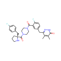 Cc1c(Cc2ccc(F)c(C(=O)N3CCN(C(=O)[C@@]4(Cc5ccc(F)cc5)CCCN4)CC3)c2)n[nH]c(=O)c1C ZINC000049756776