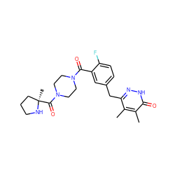 Cc1c(Cc2ccc(F)c(C(=O)N3CCN(C(=O)[C@]4(C)CCCN4)CC3)c2)n[nH]c(=O)c1C ZINC000045365058