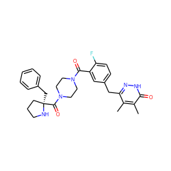 Cc1c(Cc2ccc(F)c(C(=O)N3CCN(C(=O)[C@]4(Cc5ccccc5)CCCN4)CC3)c2)n[nH]c(=O)c1C ZINC000045338765