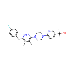 Cc1c(Cc2ccc(F)cc2)nnc(N2CCN(c3ccc(C(C)(C)O)cn3)CC2)c1C ZINC000201148612