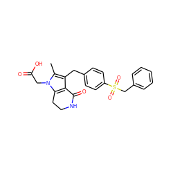 Cc1c(Cc2ccc(S(=O)(=O)Cc3ccccc3)cc2)c2c(n1CC(=O)O)CCNC2=O ZINC000205455135