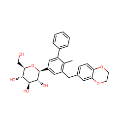 Cc1c(Cc2ccc3c(c2)OCCO3)cc([C@@H]2O[C@H](CO)[C@@H](O)[C@H](O)[C@H]2O)cc1-c1ccccc1 ZINC000142313673