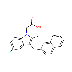 Cc1c(Cc2ccc3ccccc3c2)c2cc(F)ccc2n1CC(=O)O ZINC000038330428