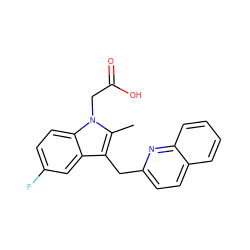 Cc1c(Cc2ccc3ccccc3n2)c2cc(F)ccc2n1CC(=O)O ZINC000043120334