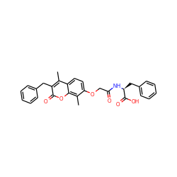 Cc1c(Cc2ccccc2)c(=O)oc2c(C)c(OCC(=O)N[C@@H](Cc3ccccc3)C(=O)O)ccc12 ZINC000002096950