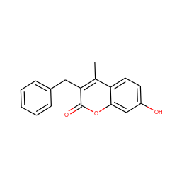 Cc1c(Cc2ccccc2)c(=O)oc2cc(O)ccc12 ZINC000000073672