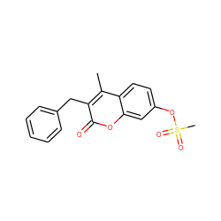 Cc1c(Cc2ccccc2)c(=O)oc2cc(OS(C)(=O)=O)ccc12 ZINC000003131800