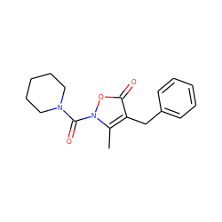 Cc1c(Cc2ccccc2)c(=O)on1C(=O)N1CCCCC1 ZINC000026848789