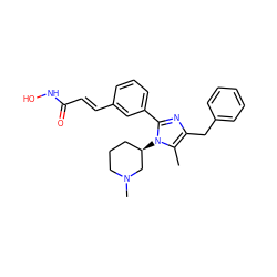 Cc1c(Cc2ccccc2)nc(-c2cccc(/C=C/C(=O)NO)c2)n1[C@@H]1CCCN(C)C1 ZINC000049089522