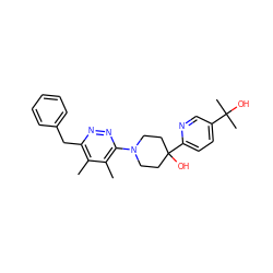 Cc1c(Cc2ccccc2)nnc(N2CCC(O)(c3ccc(C(C)(C)O)cn3)CC2)c1C ZINC000140559310