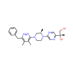 Cc1c(Cc2ccccc2)nnc(N2CCN(c3cnc([C@@](C)(O)CO)cn3)[C@H](C)C2)c1C ZINC000168297515