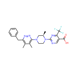 Cc1c(Cc2ccccc2)nnc(N2CCN(c3ncc(C(=O)O)c(C(F)(F)F)n3)[C@H](C)C2)c1C ZINC000117245585