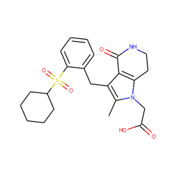 Cc1c(Cc2ccccc2S(=O)(=O)C2CCCCC2)c2c(n1CC(=O)O)CCNC2=O ZINC000205449035