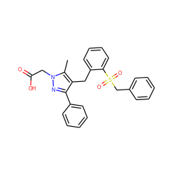 Cc1c(Cc2ccccc2S(=O)(=O)Cc2ccccc2)c(-c2ccccc2)nn1CC(=O)O ZINC000103237988