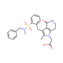 Cc1c(Cc2ccccc2S(=O)(=O)N(C)Cc2ccccc2)c2c(n1CC(=O)O)CCNC2=O ZINC000205465208