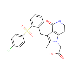 Cc1c(Cc2ccccc2S(=O)(=O)c2ccc(Cl)cc2)c2c(n1CC(=O)O)CCNC2=O ZINC000205457365