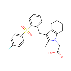 Cc1c(Cc2ccccc2S(=O)(=O)c2ccc(F)cc2)c2c(n1CC(=O)O)CCCC2 ZINC000653717904