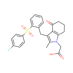 Cc1c(Cc2ccccc2S(=O)(=O)c2ccc(F)cc2)c2c(n1CC(=O)O)CCCC2=O ZINC000653717825