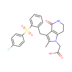 Cc1c(Cc2ccccc2S(=O)(=O)c2ccc(F)cc2)c2c(n1CC(=O)O)CCNC2=O ZINC000205452650