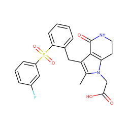 Cc1c(Cc2ccccc2S(=O)(=O)c2cccc(F)c2)c2c(n1CC(=O)O)CCNC2=O ZINC000205455176