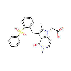 Cc1c(Cc2ccccc2S(=O)(=O)c2ccccc2)c2c(=O)n(C)ccc2n1CC(=O)O ZINC000205443043