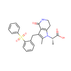 Cc1c(Cc2ccccc2S(=O)(=O)c2ccccc2)c2c(n1[C@@H](C)C(=O)O)CCNC2=O ZINC000205459116