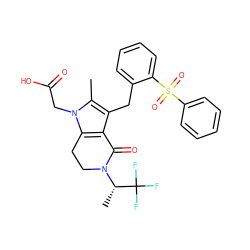 Cc1c(Cc2ccccc2S(=O)(=O)c2ccccc2)c2c(n1CC(=O)O)CCN([C@@H](C)C(F)(F)F)C2=O ZINC000205438162