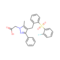 Cc1c(Cc2ccccc2S(=O)(=O)c2ccccc2F)c(-c2ccccc2)nn1CC(=O)O ZINC000103238004