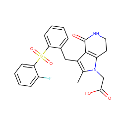 Cc1c(Cc2ccccc2S(=O)(=O)c2ccccc2F)c2c(n1CC(=O)O)CCNC2=O ZINC000205457401