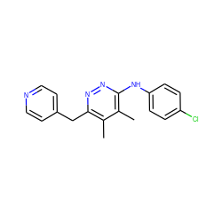 Cc1c(Cc2ccncc2)nnc(Nc2ccc(Cl)cc2)c1C ZINC000003832408