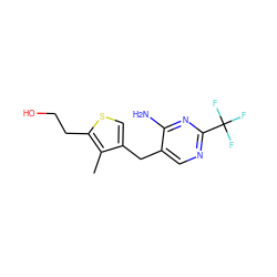 Cc1c(Cc2cnc(C(F)(F)F)nc2N)csc1CCO ZINC000029128991