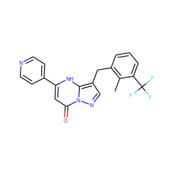 Cc1c(Cc2cnn3c(=O)cc(-c4ccncc4)[nH]c23)cccc1C(F)(F)F ZINC000095582729