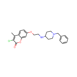 Cc1c(Cl)c(=O)oc2cc(OCCNC3CCN(Cc4ccccc4)CC3)ccc12 ZINC000653687484