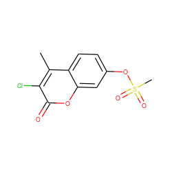 Cc1c(Cl)c(=O)oc2cc(OS(C)(=O)=O)ccc12 ZINC001772583672