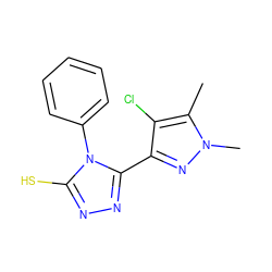 Cc1c(Cl)c(-c2nnc(S)n2-c2ccccc2)nn1C ZINC000006714270