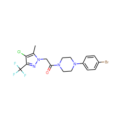 Cc1c(Cl)c(C(F)(F)F)nn1CC(=O)N1CCN(c2ccc(Br)cc2)CC1 ZINC000095584245