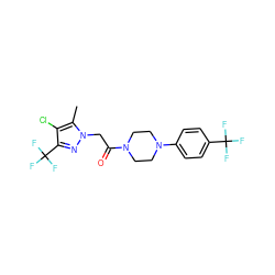 Cc1c(Cl)c(C(F)(F)F)nn1CC(=O)N1CCN(c2ccc(C(F)(F)F)cc2)CC1 ZINC000095581847