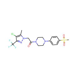 Cc1c(Cl)c(C(F)(F)F)nn1CC(=O)N1CCN(c2ccc(S(C)(=O)=O)cc2)CC1 ZINC000095584583