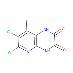 Cc1c(Cl)c(Cl)nc2[nH]c(=O)c(=O)[nH]c12 ZINC000026653807