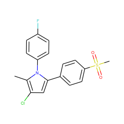 Cc1c(Cl)cc(-c2ccc(S(C)(=O)=O)cc2)n1-c1ccc(F)cc1 ZINC000013762074