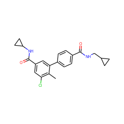 Cc1c(Cl)cc(C(=O)NC2CC2)cc1-c1ccc(C(=O)NCC2CC2)cc1 ZINC000071294917