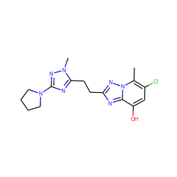 Cc1c(Cl)cc(O)c2nc(CCc3nc(N4CCCC4)nn3C)nn12 ZINC000218446925